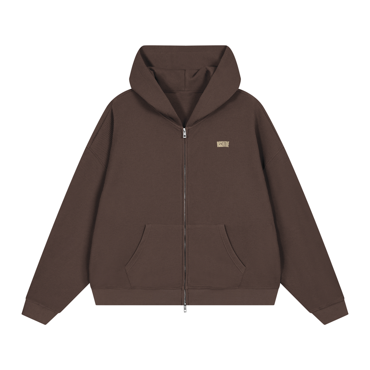 chocolate waffle knit zip-up
