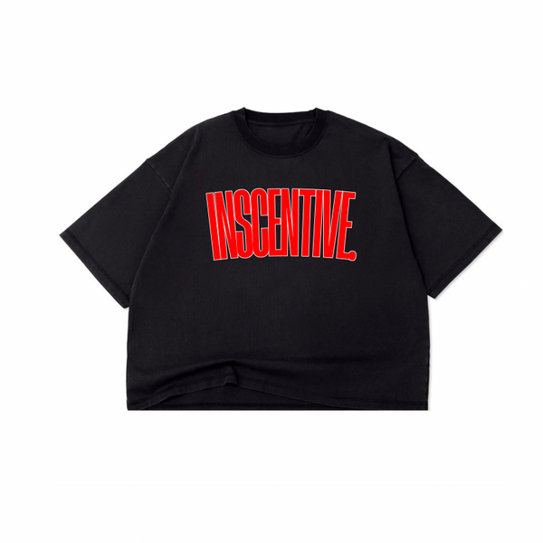 cherry red on black jumbo print tee